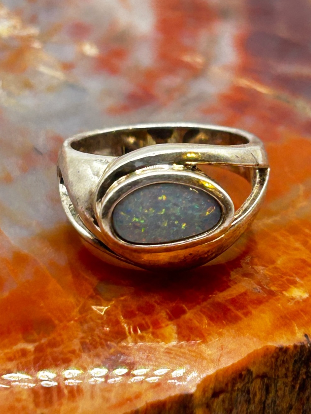 Sterling Silver Opal Ring - Size 7